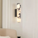 Axyaa Marble Wall Sconce: Black Metal, Dimmable, Natural Stone Lighting