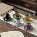 Axyaa Iced Ceramic Teacups Set - 40ML Ceramic Espresso Cups and Saucers Home Tea Set