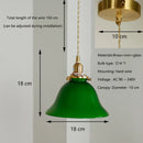Axyaa Japanese Brass Pendant Lamp with Adjustable Wire in Green