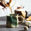 Axya Retro Ceramic Drinkware Cups with Spoons - Handheld Mugs for Coffee, Tea, Milk