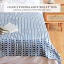 Axyaa Vintage Tassel Blue Plaid Blanket Throw Bedspread Sofa Cover