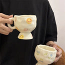 Axyaa Korean Hand-Painted High-Footed Coffee Cup, 300ml