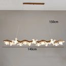 Axyaa LED Wood Chandelier: Elegant Ceiling Lamp for Home or Restaurant