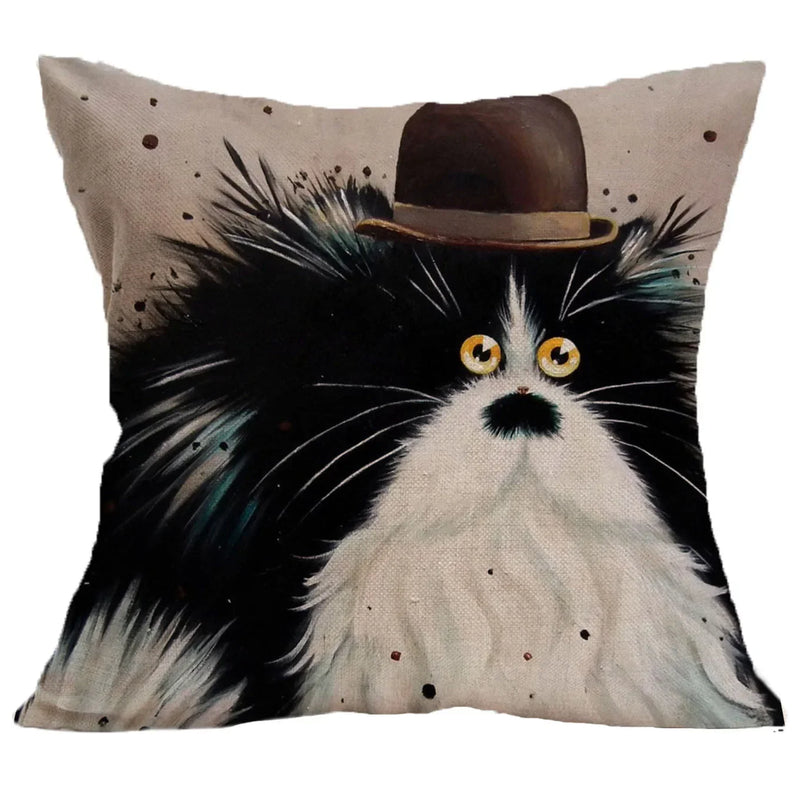 Cat Linen Cushion Cover by Axyaa - Home Decor Pillowcase 45*45cm