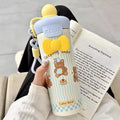 Axyaa Cute Cat Stainless Steel Thermal Water Bottle Straw 600ml