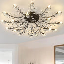 Axyaa Crystal Leaf Chandelier - Modern Semi-Embedded Lighting for Dining, Living, Bedroom