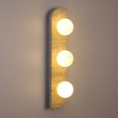Modern Travertine Stone Wall Sconce Light with Glass Ball for Bedroom Living Room by Axyaa