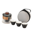 Axyaa Ceramic Tea Set: Pot, 3 Cups, Travel Bag - Minimalist Outdoor Souvenir Pack