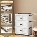 Axyaa 3-5 Tier Storage Cart - Wide Foldable Rolling Cabinet for Home Organization