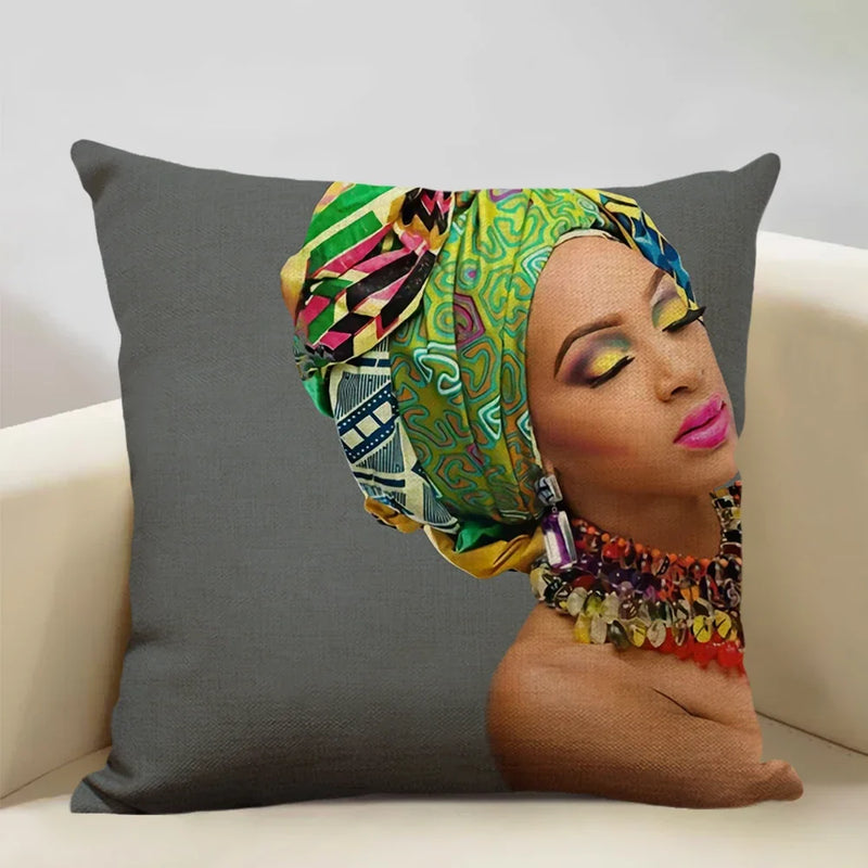 Axyaa African Lady Sofa Pillow Cover: Stylish Decor for Bedroom, Hotel, Cafe