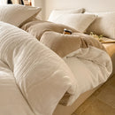 Axyaa Winter Fleece 4-Piece Bedding Set in Solid Color Milk Fleece - Thick & Warm