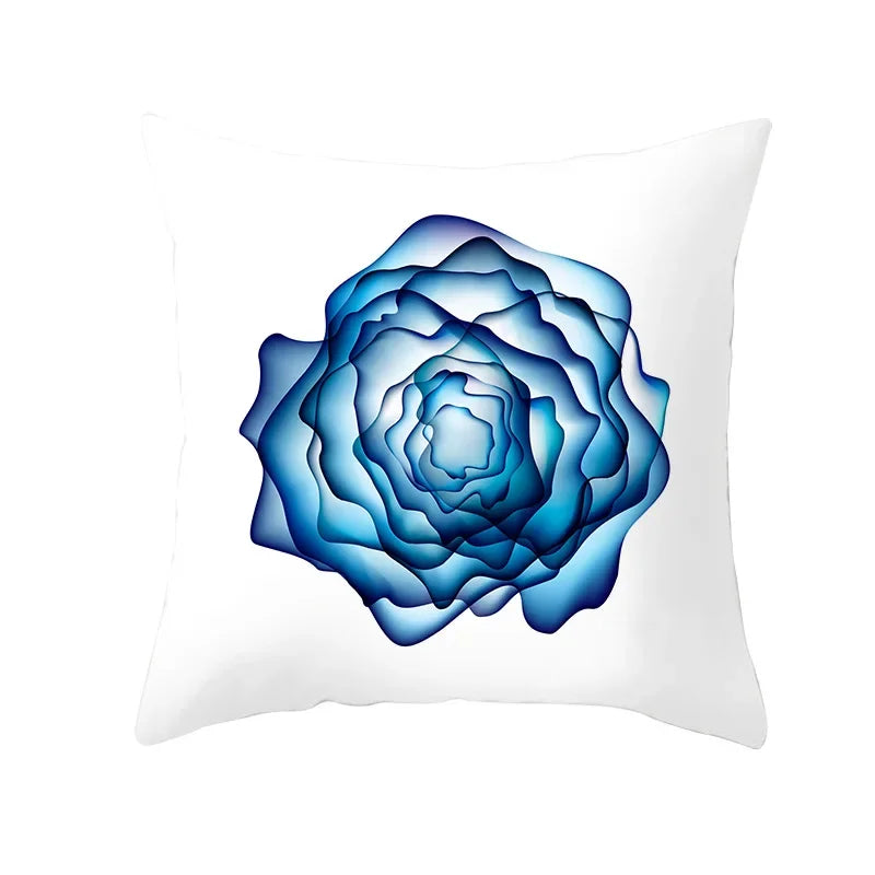 Axyaa Light Luxury Blue Abstract Print Throw Pillow Cover - Marble Stripe