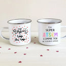 Axyaa Enamel Mug - Top Atsem Gift, Creative Print, School Drinkware, Home Handle