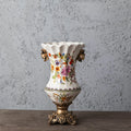 Axyaa Retro Ice Crack Ceramic Vase, European Double-Ear High-Footed Home Decor