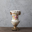 Axyaa Retro Ice Crack Ceramic Vase, European Double-Ear High-Footed Home Decor