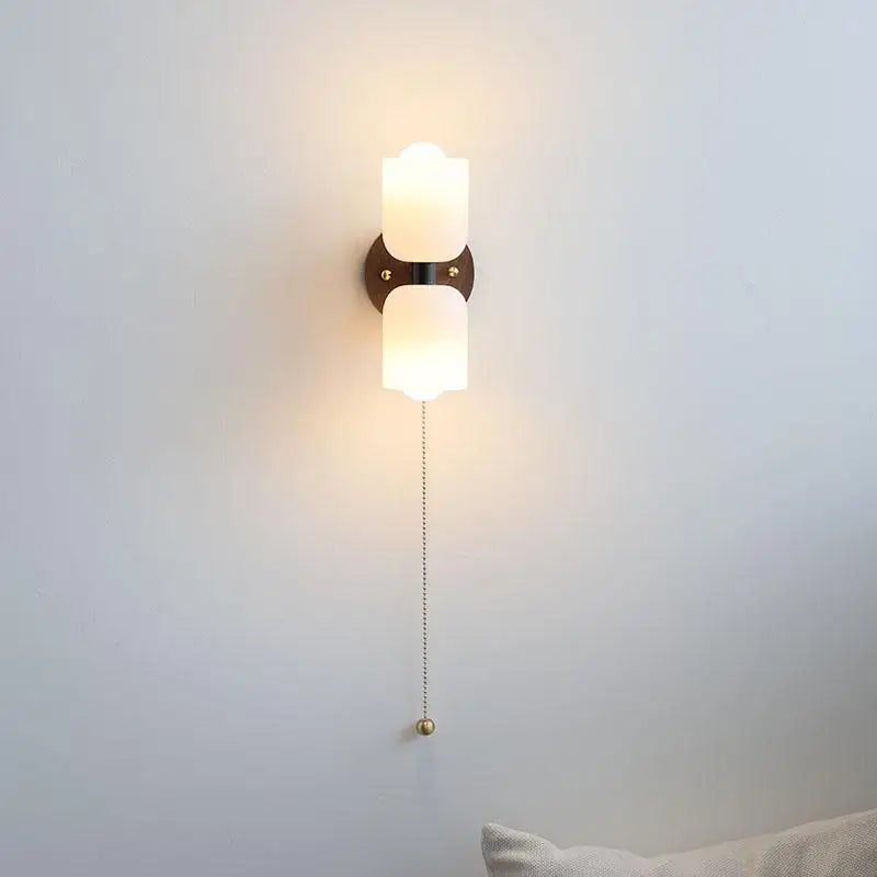 Axyaa Nordic LED Wall Sconce Glass Walnut Wood Modern Bathroom Mirror Stair Light