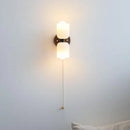Axyaa Nordic LED Wall Lamp Sconce White Glass Walnut Wood Modern Simple Bathroom Mirror Stair Light