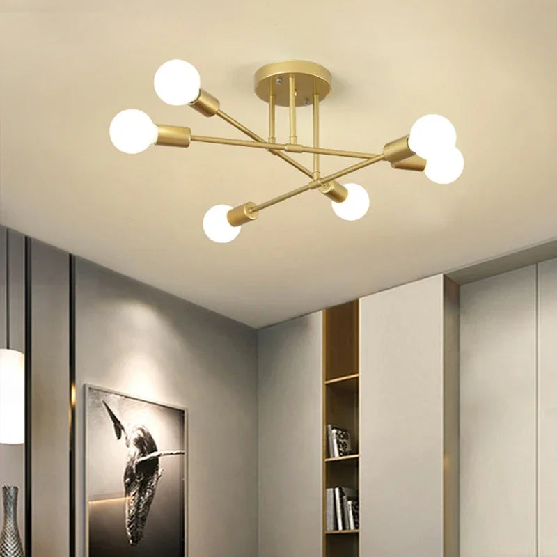 Axya Multi-Head Chandelier: Modern E27 Pendant Lamp for Living/Dining/Bedroom