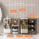Axyaa Auto Lift Makeup Organizer: Dustproof Cosmetic Storage for Brushes, Lipsticks, Eyeshadow