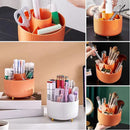 Axyaa Desktop Pen Holder: 5-Slot Rotating Brush Cup for Stationery & Makeup Storage