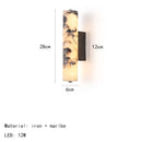 Axyaa Marble Wall Sconce: Black Metal, Dimmable, Natural Stone Lighting
