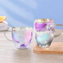 Axyaa Double Wall Glass Coffee Mug with Handles - Clear Milk Cup