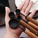 Axyaa Stainless Steel Measuring Spoon Set with Wooden Handle