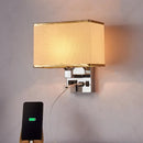 Axyaa LED Fabric Wall Light with USB Charging Port - Stylish Bedroom Lampshade