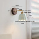 Axyaa Ceramic LED Wall Lights Wood Base Copper Rotate Bedside Lamp Sconce