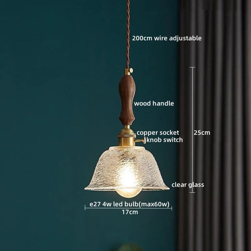 Axyaa Copper Glass LED Pendant Light - Nordic Style for Bedroom, Kitchen, Bar, Stairway