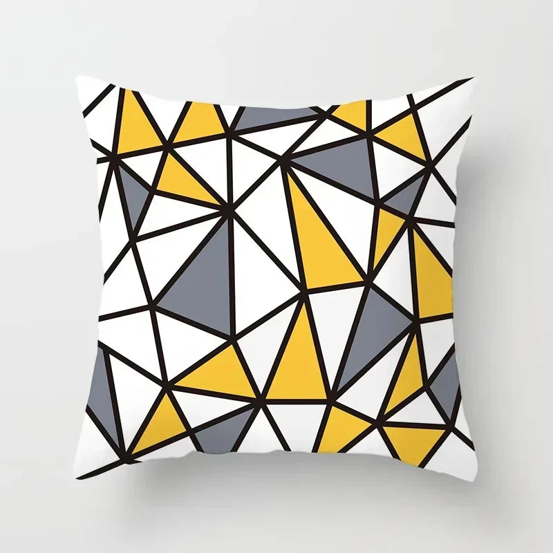Geometric Black Yellow Cushion Covers - Axyaa Modern 18" Throw Pillow Case