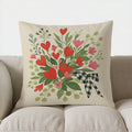 Axyaa Heart Flowers Wicker Basket Pillow Cover for Sofa, Bedroom, Car