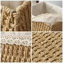 Axyaa Handwoven Storage Basket with Lid - Rectangular Organizer for Home and Closet