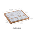 Axyaa Nordic Gold Pattern Square Ceramic Steak Plate Snack Dish Grid Pattern