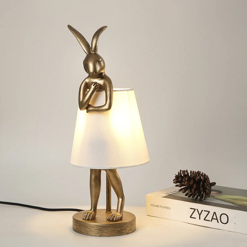 Retro Resin Rabbit Table Lamp by Axyaa: Nordic Design for Bedroom & Living Room