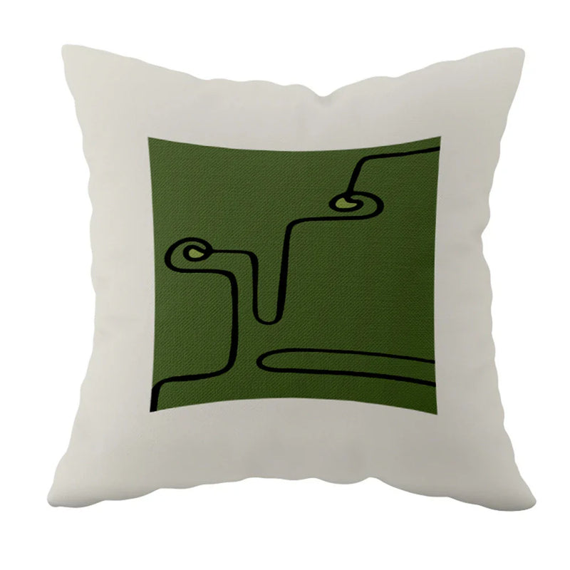Axyaa Striped Daisy Abstract Art Pillowcase - Home Decor Square Cushion Cover
