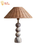 Axyaa Marble Table Lamp LED Rattan Weaving Desk Light for Elegant Spaces