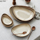 Axyaa Ceramic Sushi Dim Sum Plate Set
