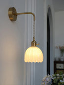 Axyaa Retro Floral Glass Wall Sconce - Modern LED Bedside Lamp