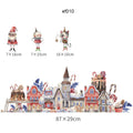 Stained Snowman & Candy House Window Sticker Set by Axyaa: Reusable Xmas Glass Film