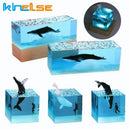 Axyaa Marine Whale Shark Diver Cube LED Table Lamp Resin Decorations Night Lights