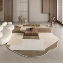 Axyaa Brown Plush Irregular Rug - Fluffy Soft Bedroom/Area Carpet for Retro Living Room
