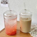 Axyaa Glass Cup with Lid and Straw: Transparent Tea Coffee Juice Beer Milk Mocha Drinkware