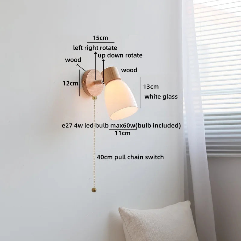 Axyaa Nordic LED Wall Sconce, Rotating White Ceramic Light for Home Decor