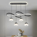 Axyaa Nordic Glass LED Pendant Lights for Living Dining Bedroom, Long Strip Chandelier Luminaires