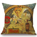 Axyaa Mucha Art Nouveau Cushion Cover Linen Pillowcase Gallery Home Decor