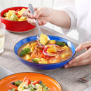 Axyaa Handpainted Spirals Ceramic Plate Set - Mix-Color, 12/18/24PCS, Dinner/Dessert/Bowl/Soup Plates
