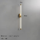 Axyaa Acrylic Line LED Wall Lights Dimming in Gold Black Metal – Living Room Bedroom Aisle