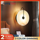 Round Natural Marble LED Wall Lamp by Axyaa - Elegant Bedroom Bedside Lighting Fixture