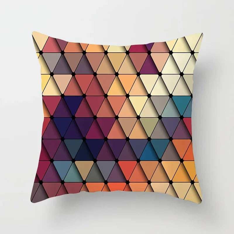 Geometric Nordic Cushion Cover in Yellow Red Blue for Sofa by Axyaa